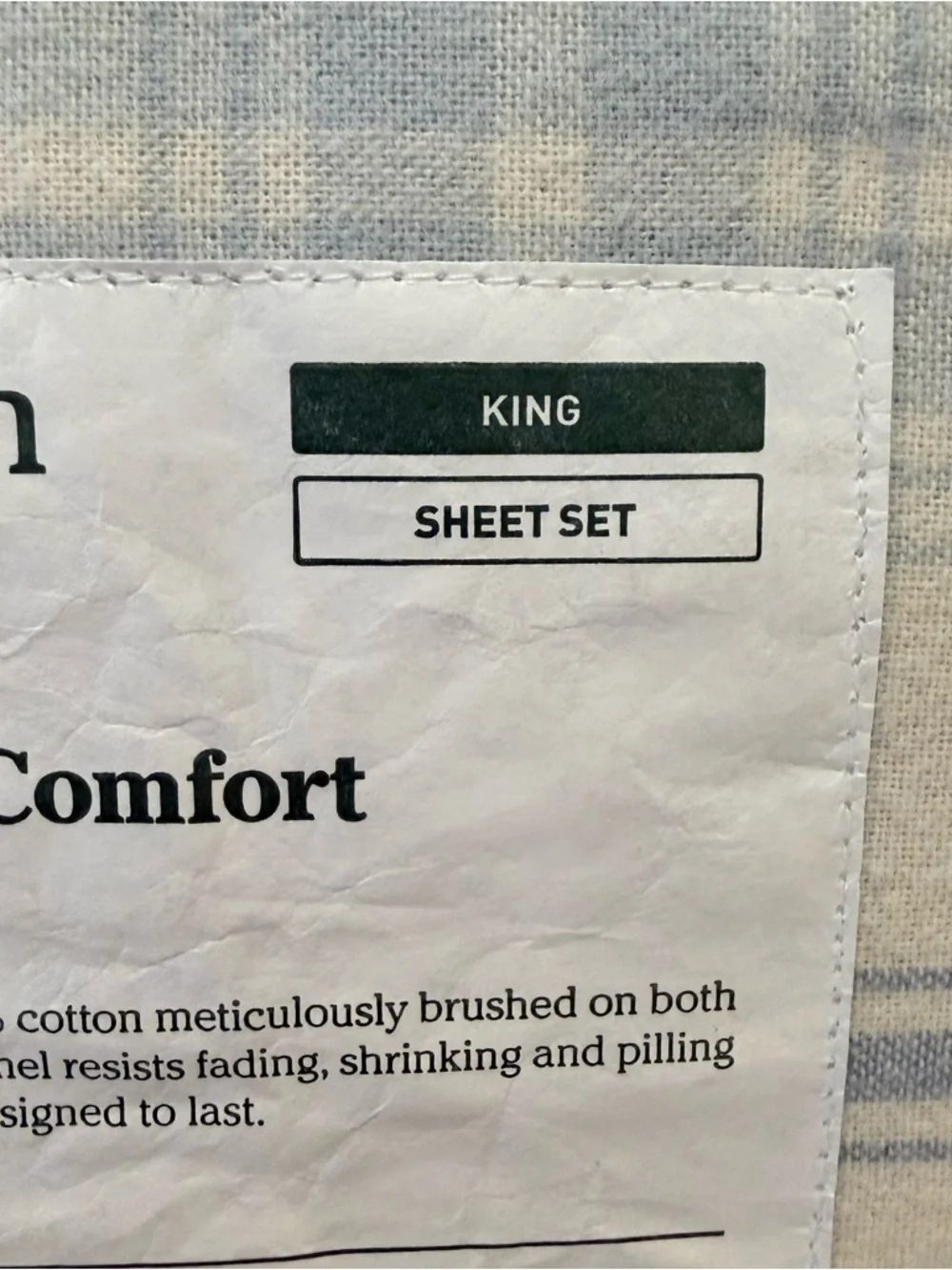 L.L. Bean King Ultrasoft Comfort Portuguese Flannel Sheet Set Bay Blue Check NWT